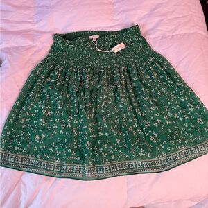 Max Studio Green Floral Smocked A-Line Skirt
